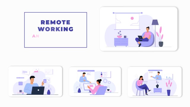 Remote Working Character Animation Scene