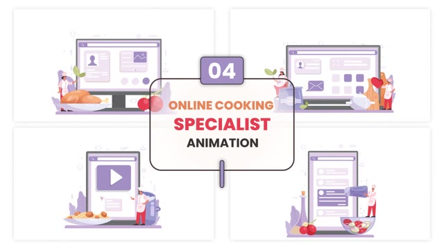 Online Cooking Specialist Animation Scene