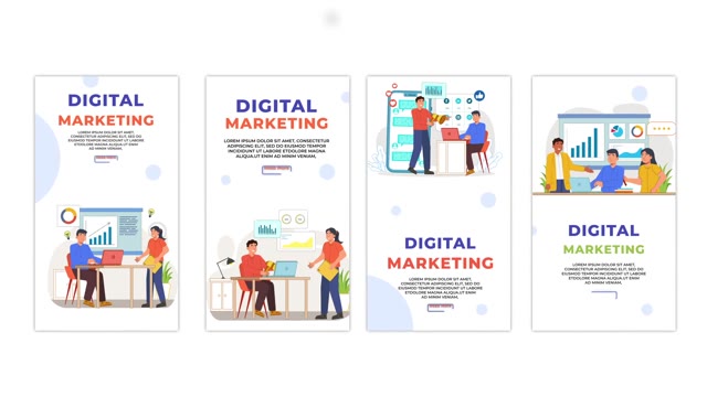 Flat Character Digital Marketing Service Animation Instagram Story