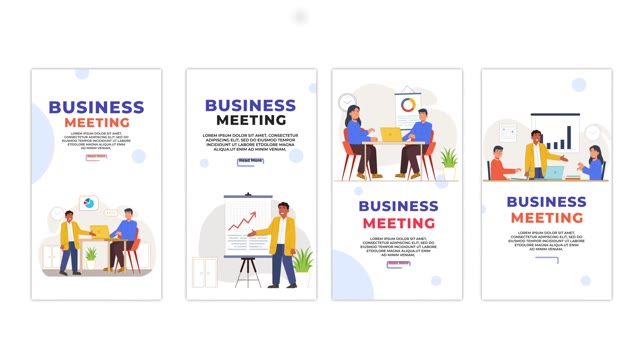 Business Meeting 2D Vector Animation Instagram Story