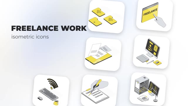 Freelance Work Isometric Icons