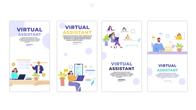 Vector Flat Style Virtual Assistant Scene Instagram Story