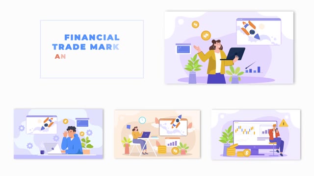 Stock Market Investment Flat Design Animation Scene