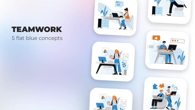 Teamwork Flat Blue Concepts