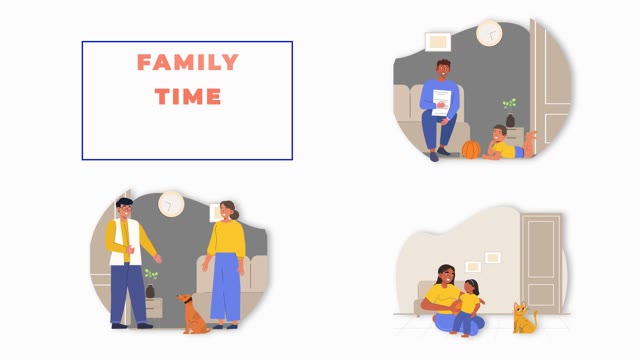 Happy Family Time Memories Animation Scene