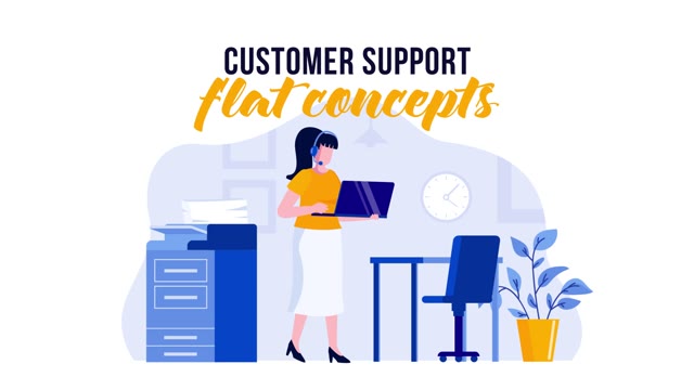 Customer Support Flat Concept