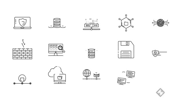 Database Security Line Icons