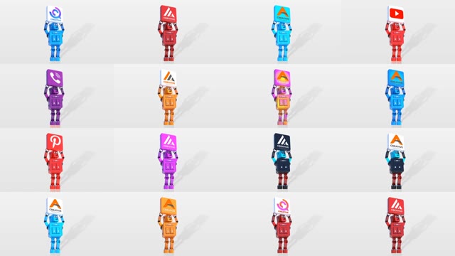 Funny Cartoon Robot Logo Reveal Bundle