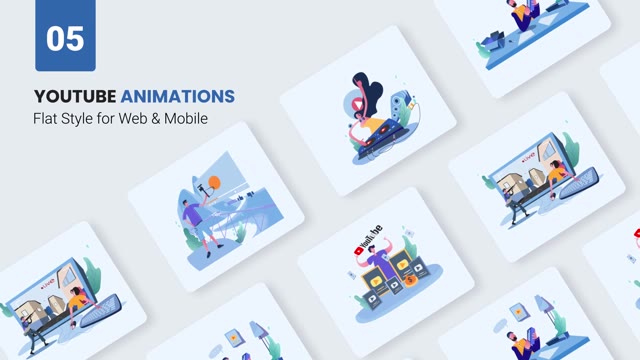 Youtube Marketing Animations Flat Concept