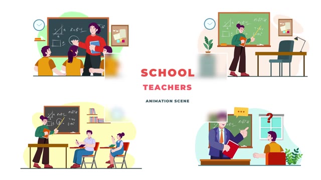 School Teacher Character Animation Scene After Effects Template