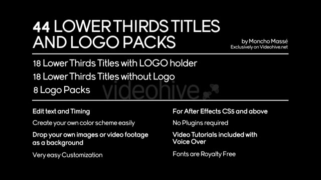 44 Lower Thirds Titles Logo Packs